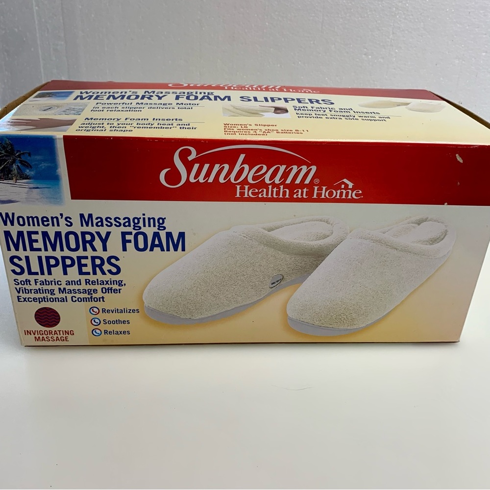 Sunbeam Women’s Massaging Memory Foam Slippers Large 8-11